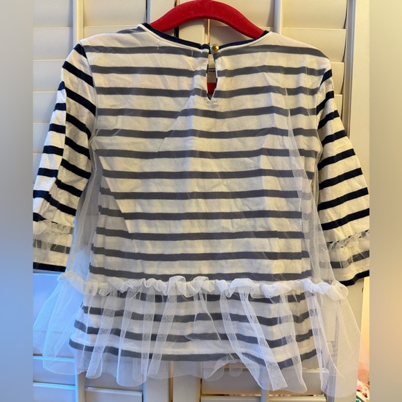EUC Crewcuts striped shirt with tulle overlay and detail on sleeves. - Picture 4 of 4